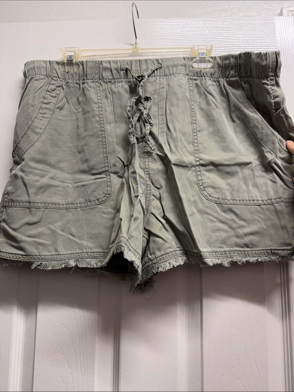 Time and Tru Olive Green High Waist Lace-Up Shorts